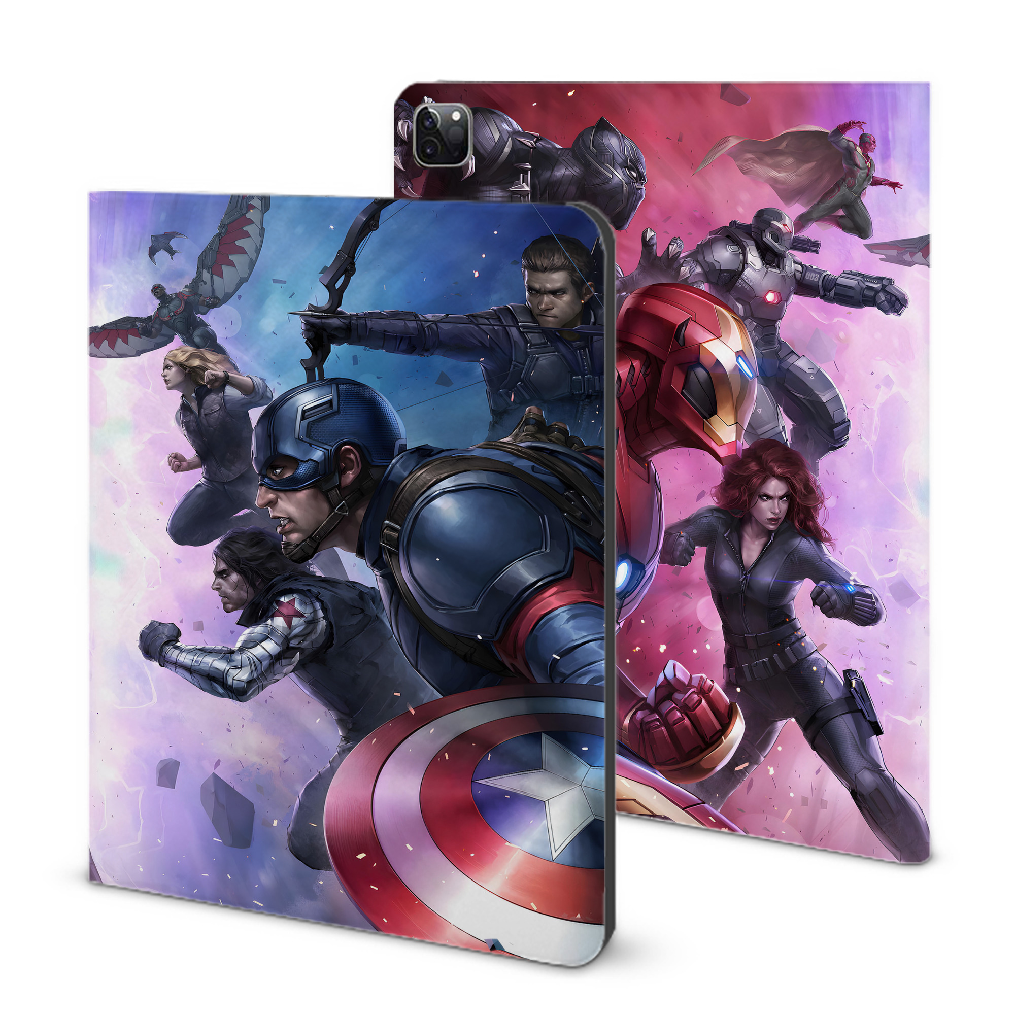 （画像用） アベンジャーズ The Avengers IPad ケース ブック型 PUレザー TPU 耐衝撃 軽量 薄型 ペン収納なし 全面保護 IPad 各モデル対応